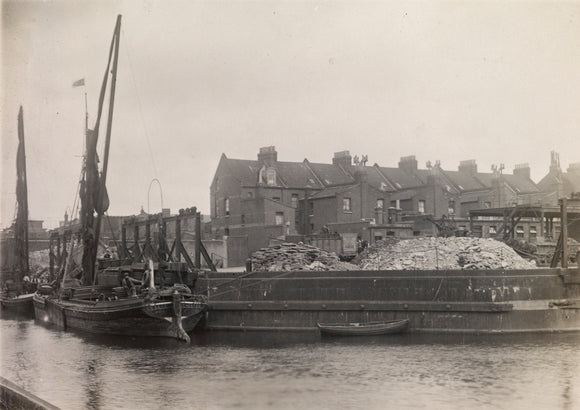 View of Glengall Wharf across the canal; 1915-1925