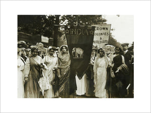 Photograph of Indian suffragettes on the Women's Coronation Procession, 17 June 1911