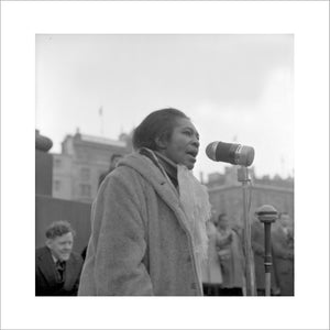 Claudia Jones addresses crowds, Trafalgar Square: 1962