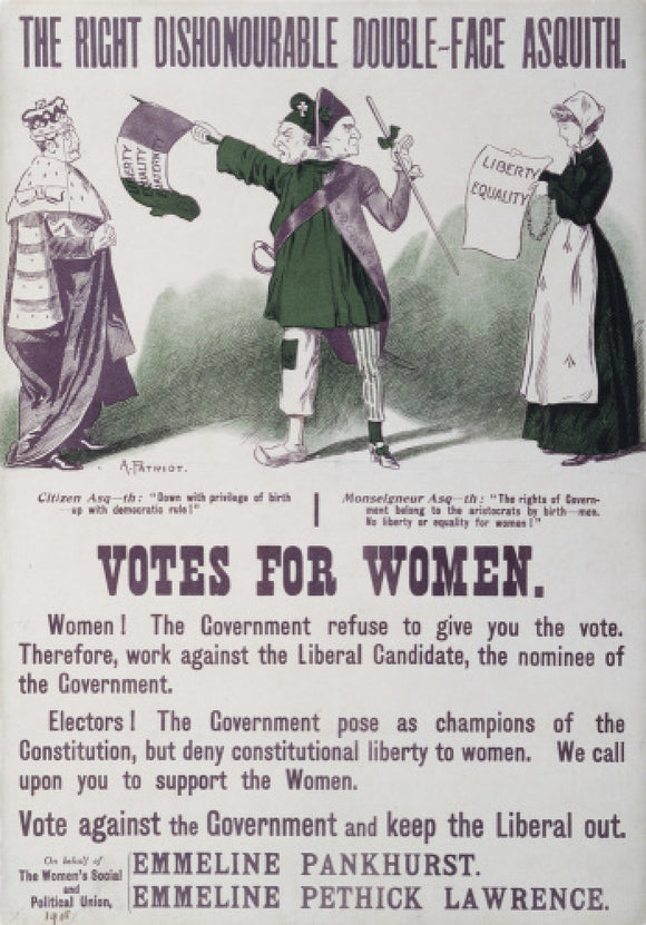 The right dishonourable double - face asquith. Votes for women: 1909