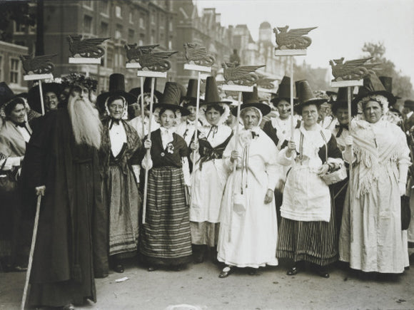 Welsh Suffragettes in traditional costume on the Women's Coronation Procession, 17 June 1911