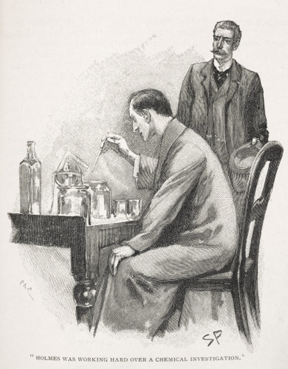 Holmes was working hard over a chemical investigation: c.1895