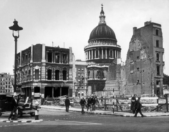 Bomb damage close to St Paul's Cathedral: 1942