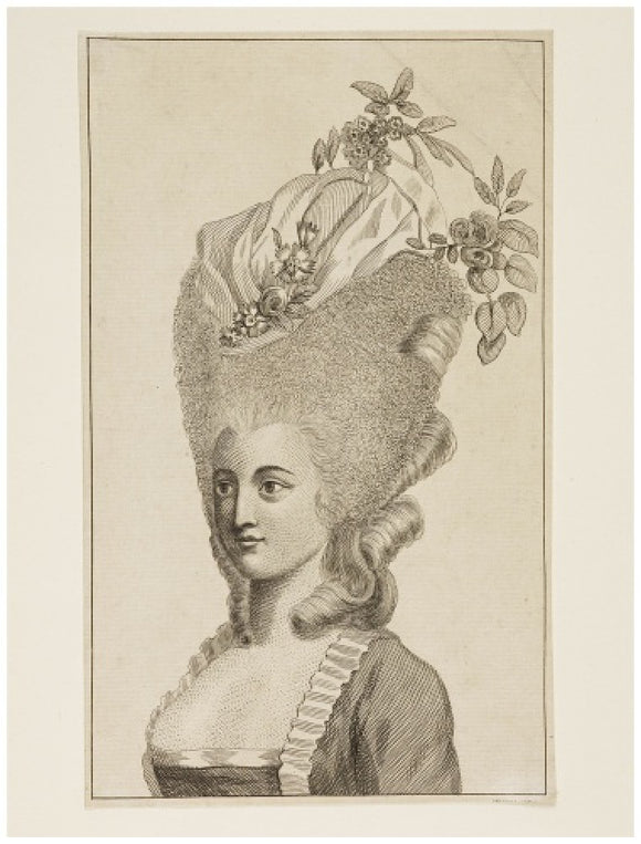Print of a woman's head and shoulders: 1782