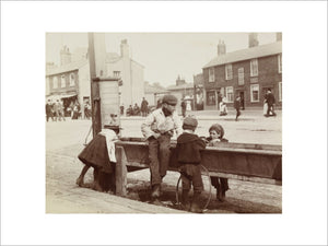 Children Children playing at a water trough in Barnet High Street, c.1900