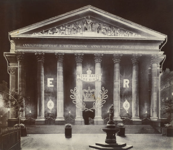 The Royal Exchange at night; C.1915