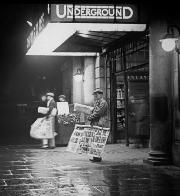 Charing Cross underground station at night:c 1935